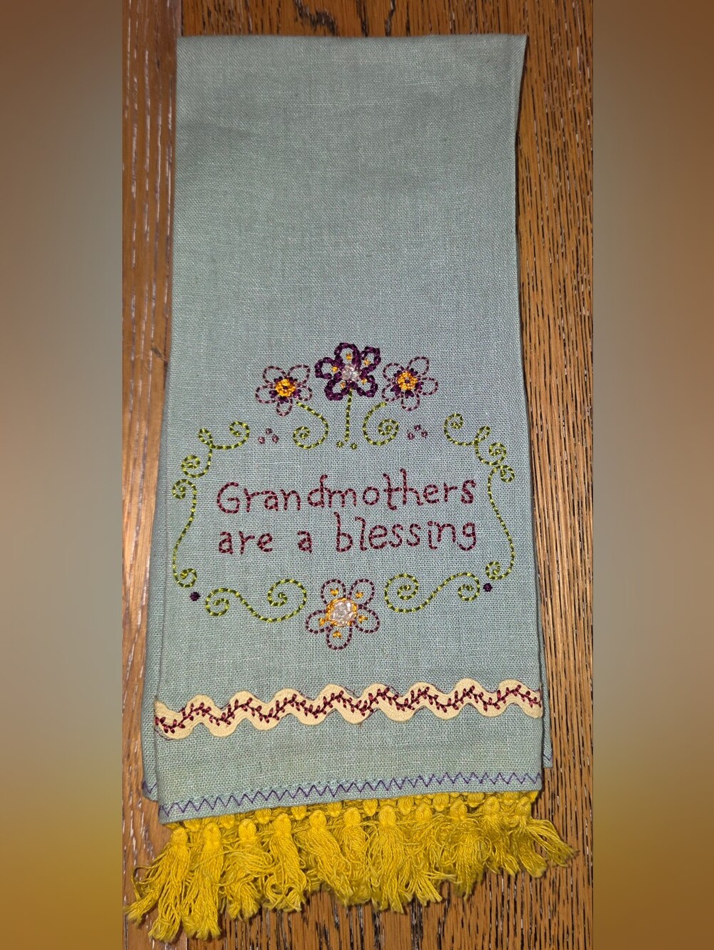 Natural Life - Decorative Embroidered Kitchen Towel - "Grandmothers Are A Blessi